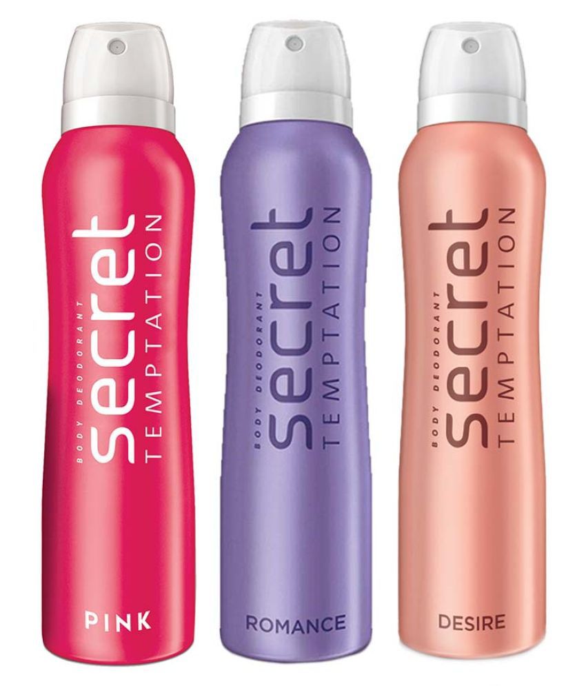     			secret temptation Desire, Romance and Pink Deodorant Combo Deodorant Spray - For Women (450 ml, Pack of 3)