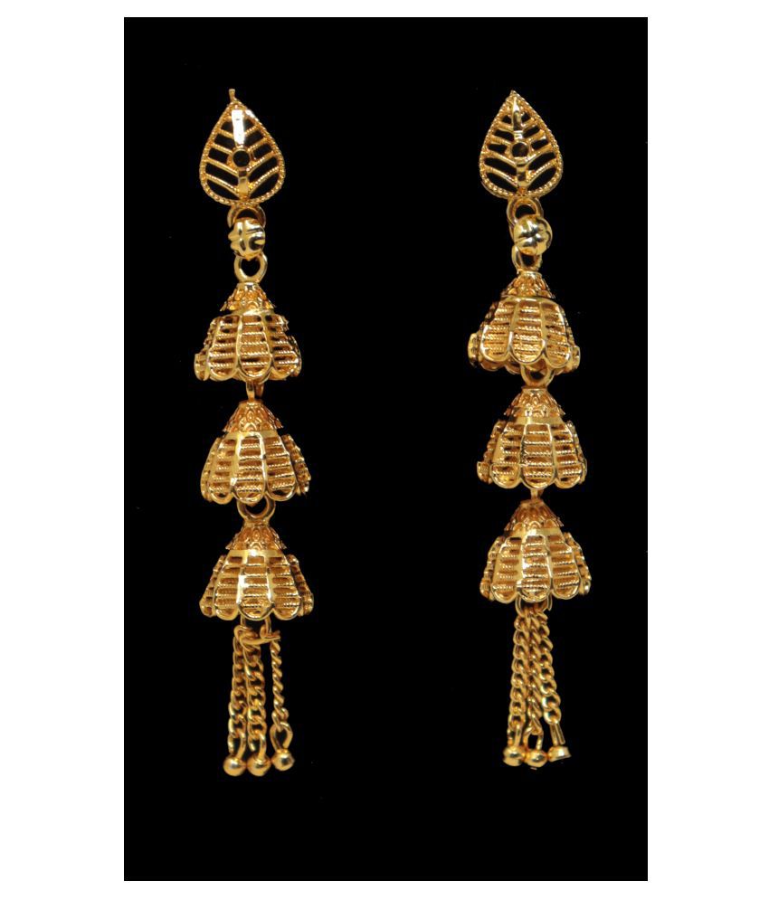     			Happy Stoning 22 kt Gold Plated Sleek Beautiful Ethnic Jhumka Earrings for Women