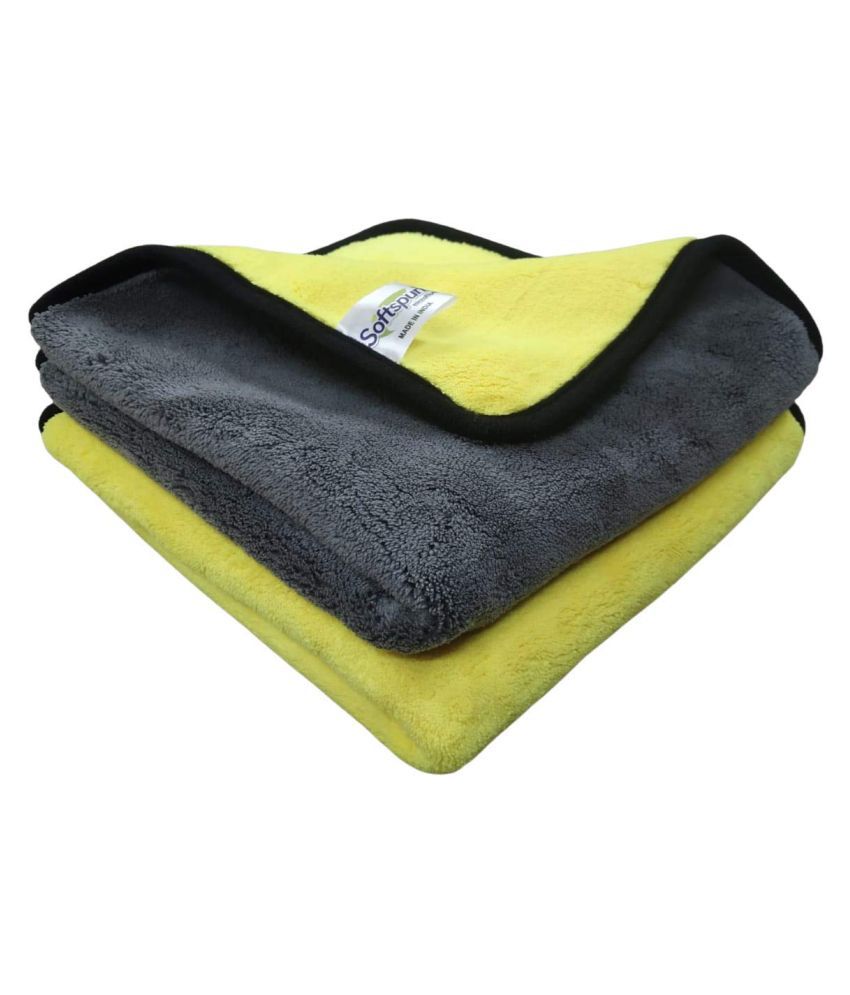     			SOFTSPUN 900 GSM, Microfiber Double Layered Silk Banded Edge Cloth 40x60 Cms 2 Piece Towel Set, Extra Thick Microfiber Cleaning Cloths Perfect for Bike, Auto, Cars Both Interior and Exterior.