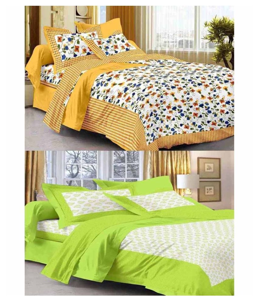     			Uniqchoice Cotton 2 Double Bedsheets with 4 Pillow Covers ( 240 cm x 215 cm )