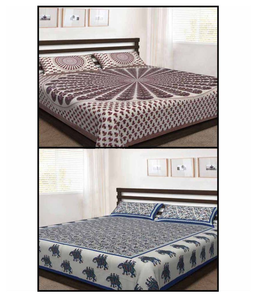     			Uniqchoice Cotton 2 Double Bedsheets with 4 Pillow Covers ( 240 cm x 215 cm )