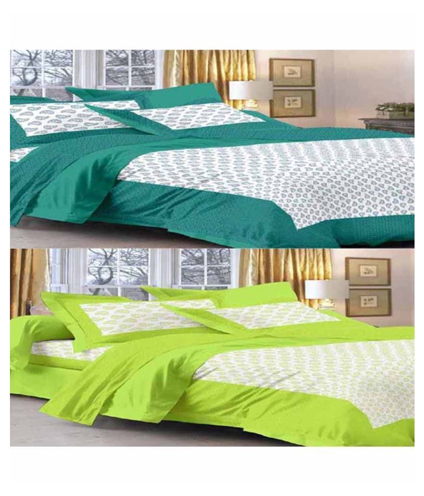     			Uniqchoice Cotton 2 Double Bedsheets with 4 Pillow Covers ( 240 cm x 215 cm )