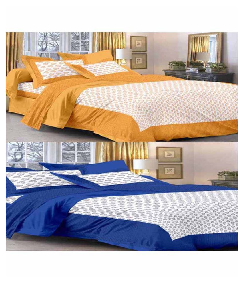     			Uniqchoice Cotton 2 Double Bedsheets with 4 Pillow Covers ( 240 cm x 215 cm )