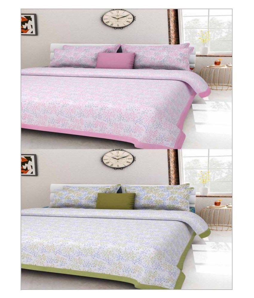     			Uniqchoice Cotton 2 Double Bedsheets with 4 Pillow Covers ( 240 cm x 215 cm )