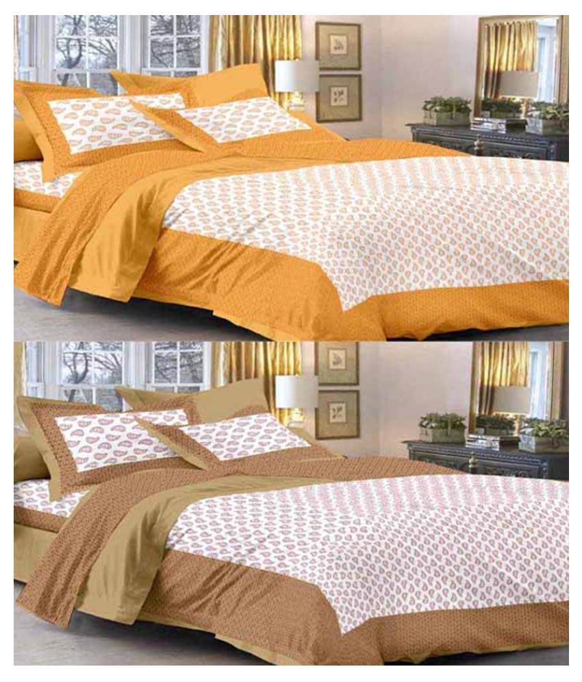     			Uniqchoice Cotton 2 Double Bedsheets with 4 Pillow Covers ( 240 cm x 215 cm )