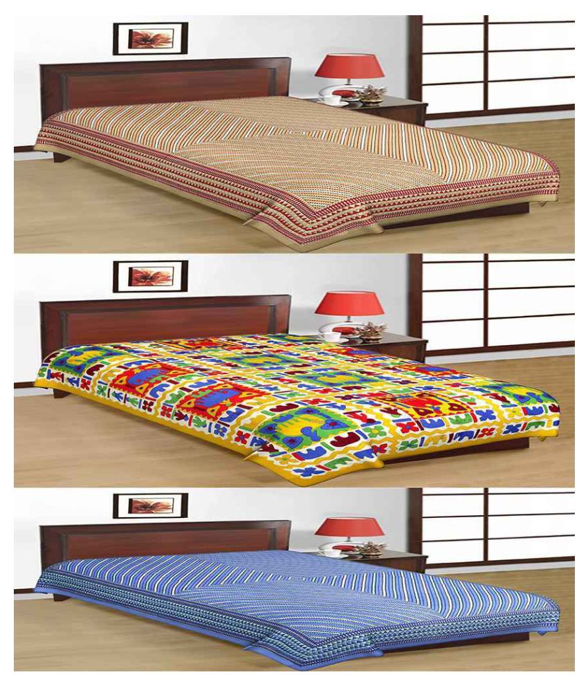     			Uniqchoice Cotton 3 Single Bedsheets ( 225 cm x 150 cm )