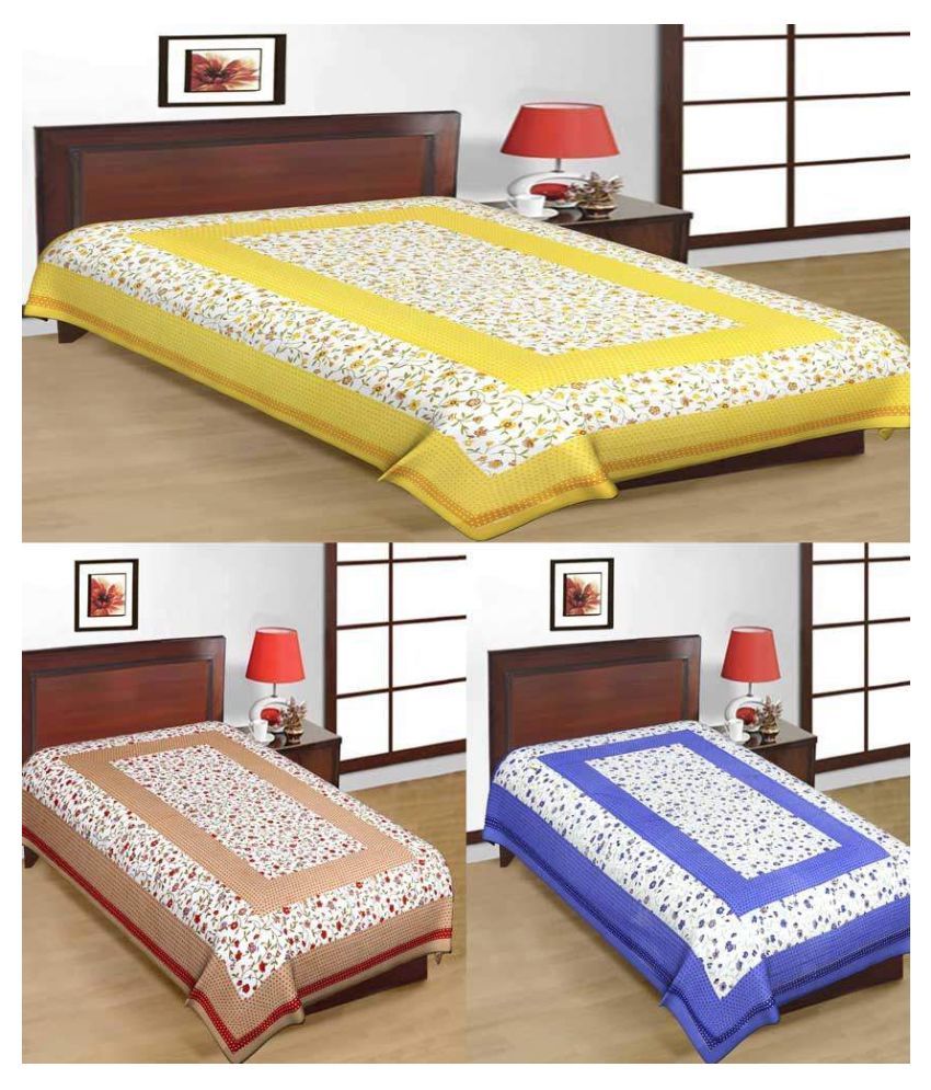     			Uniqchoice Cotton 3 Single Bedsheets ( 225 cm x 150 cm )