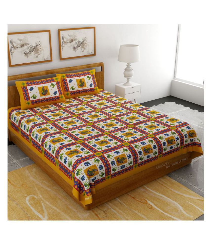     			Uniqchoice Cotton Double Bedsheet with 2 Pillow Covers ( 240 cm x 215 cm )