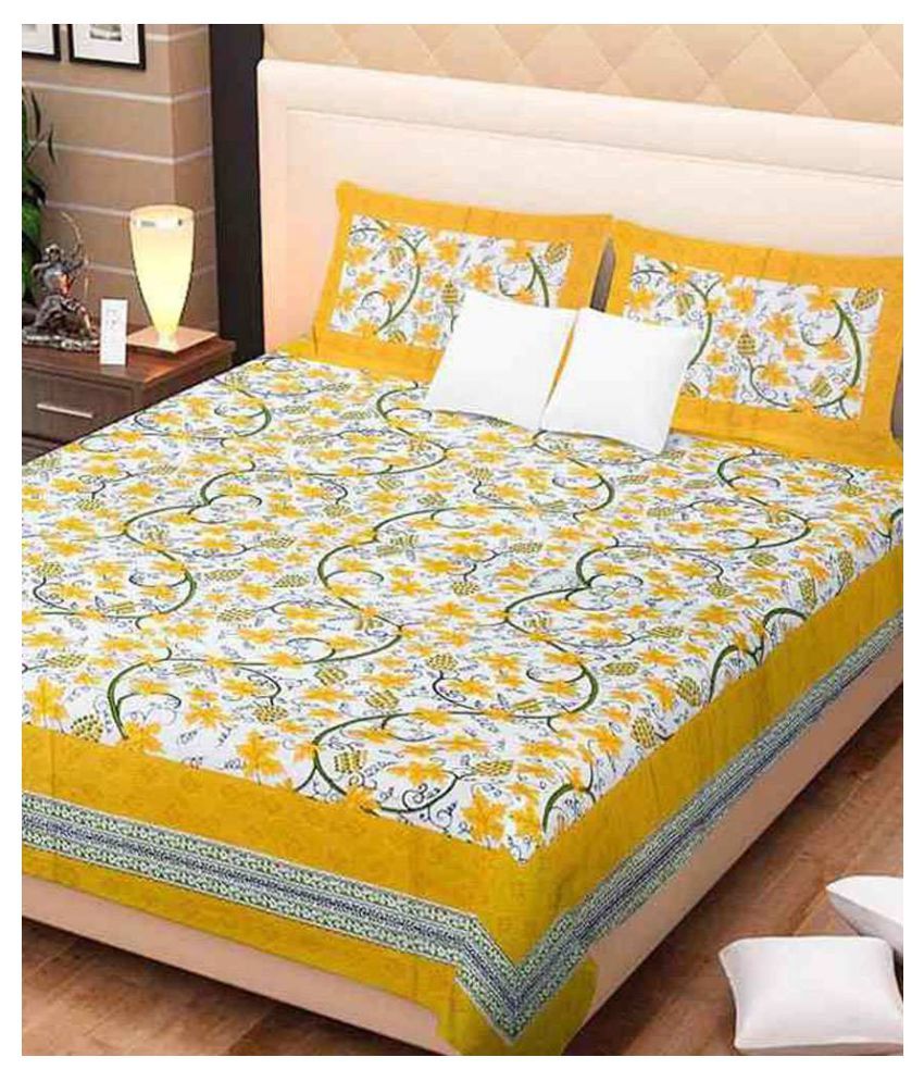     			Uniqchoice Cotton Double Bedsheet with 2 Pillow Covers ( 240 cm x 215 cm )