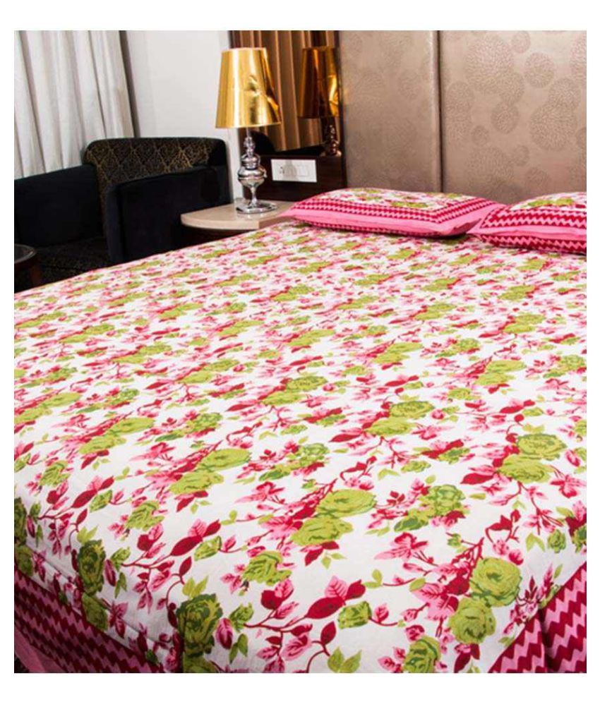     			Uniqchoice - Assorted Cotton Double Bedsheet with 2 Pillow Covers