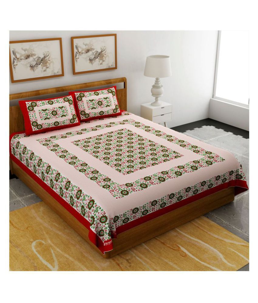     			Uniqchoice Cotton Double Bedsheet with 2 Pillow Covers ( 240 cm x 215 cm )