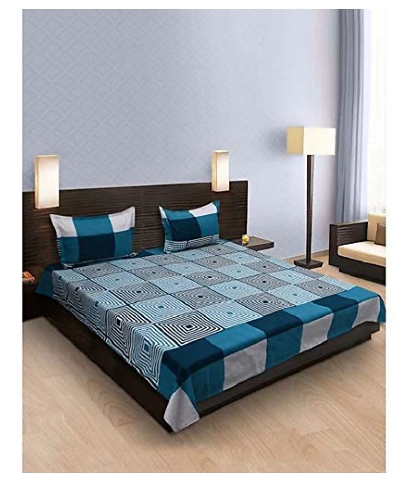 HomeStore-YEP Poly Cotton Double Bedsheet with 2 Pillow Covers ( 220 cm x 220 cm )