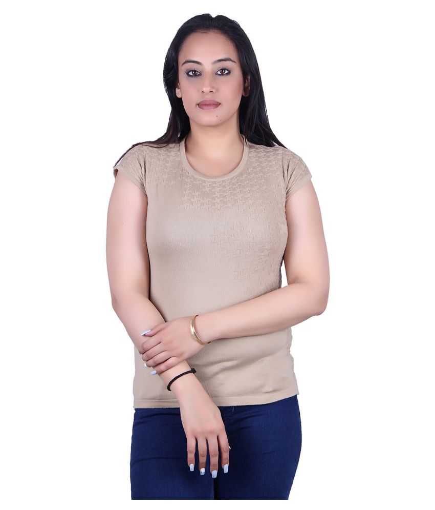     			Ogarti - Beige Cotton Women's Regular Top ( Pack of 1 )