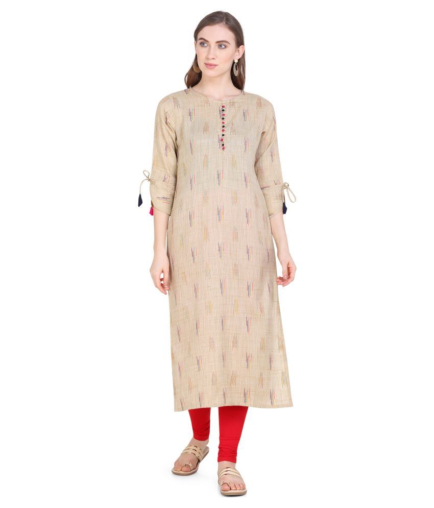     			Rekha Maniyar Rayon Straight Women's Kurti - Beige ( Pack of 1 )