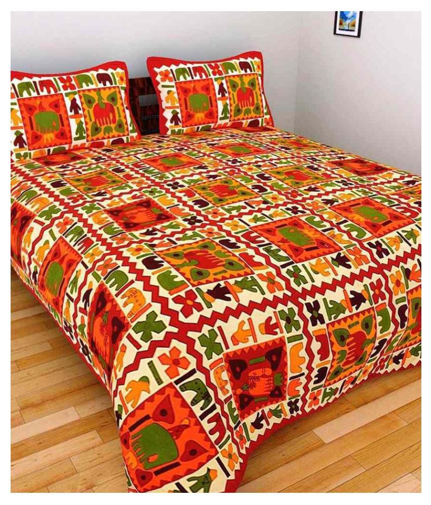     			Uniqchoice - Assorted Cotton Double Bedsheet with 2 Pillow Covers