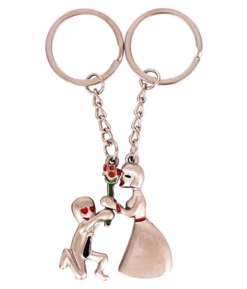 Aseenaa Valentine Day Special Cute Lover Double Rings Keychains