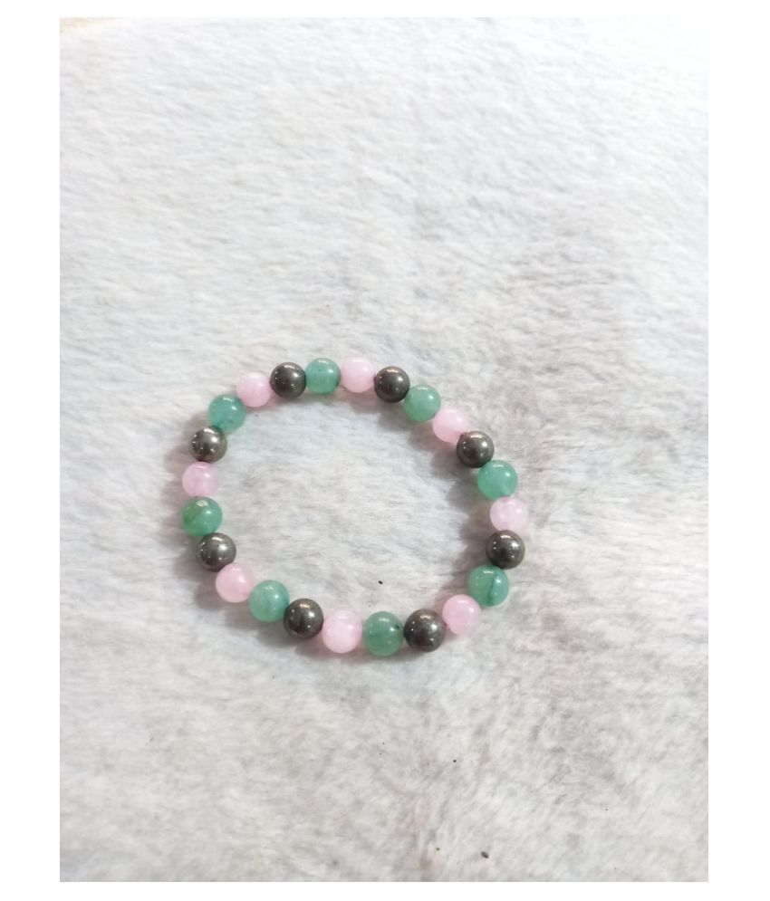     			8mm Multi Color Natural Agate Stone Bracelet ( Rose Quartz,Green Aventurine & Pyrite )