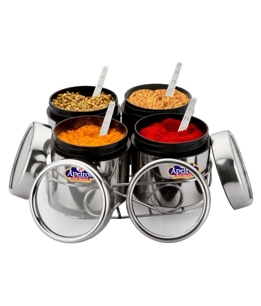     			APEIRON MULTI PURPOSE DABBA Steel Spice Container Set of 4 400 mL