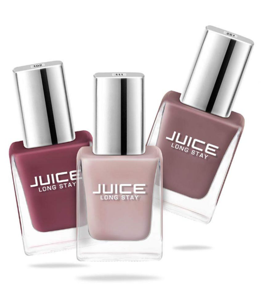     			Juice DustyCoral, SunKissed, Camel Nail Polish 102, 111, 251 Long Nude Glossy Pack of 3 33 mL