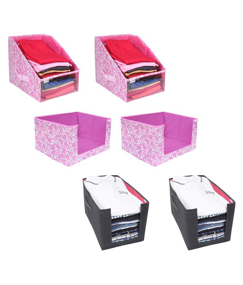     			PrettyKrafts Multipurpose cloth organisers combo for wardrobe cloth organizers,(Pack of 6) Pink