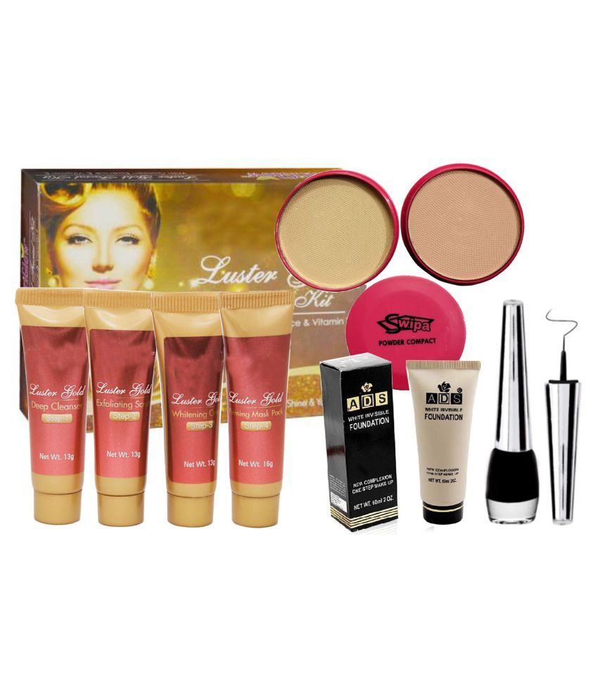 ADS Foundation Luster Gold Facial Kit 2in1 Compact Powder Liquid