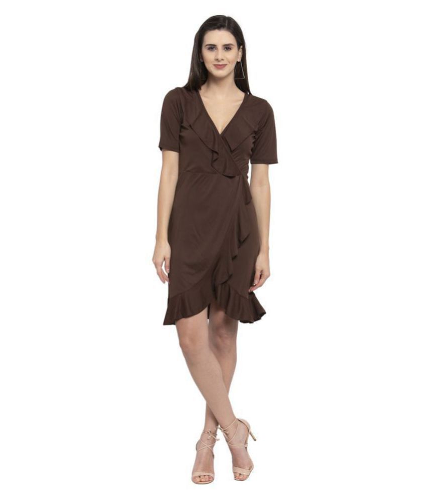 Karmic Vision Poly Viscose Brown A- line Dress