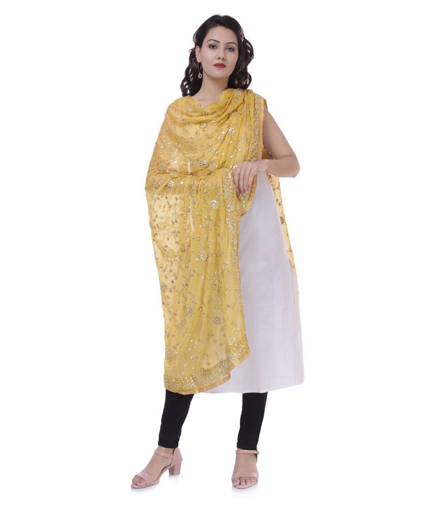     			Raj Gold Crepe Gota Patti Dupatta