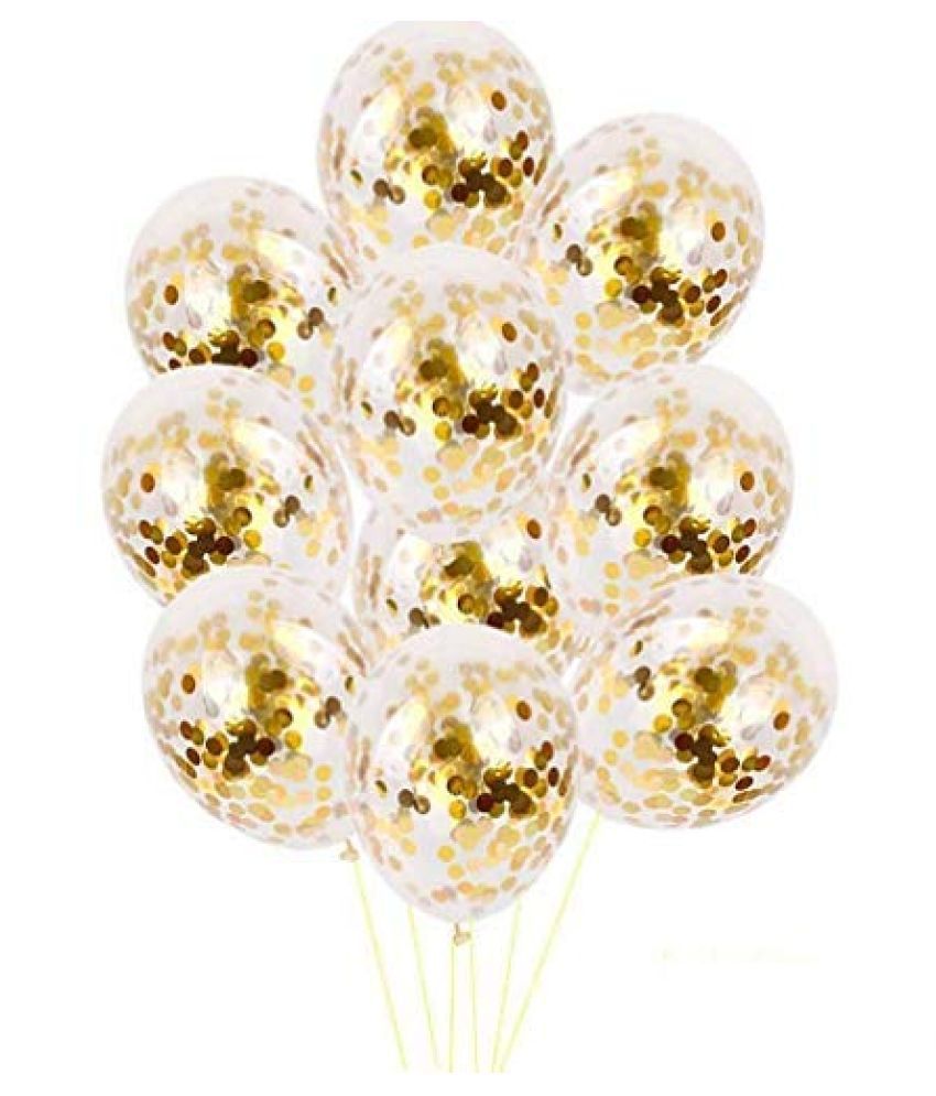     			Sana Party Decoration Balloons with Golden Colored Pre-Filled Confetti (Set of 12)