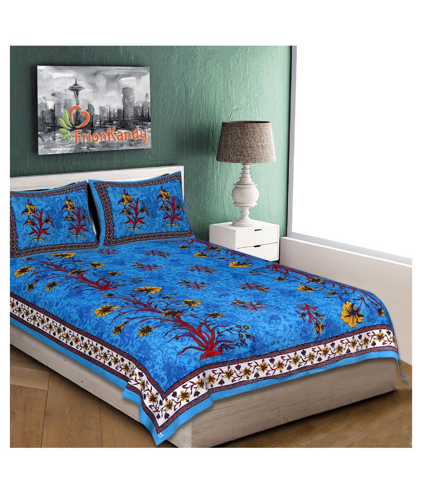    			Frionkandy Cotton Double Bedsheet with 2 Pillow Covers ( 229 cm x 154 cm )