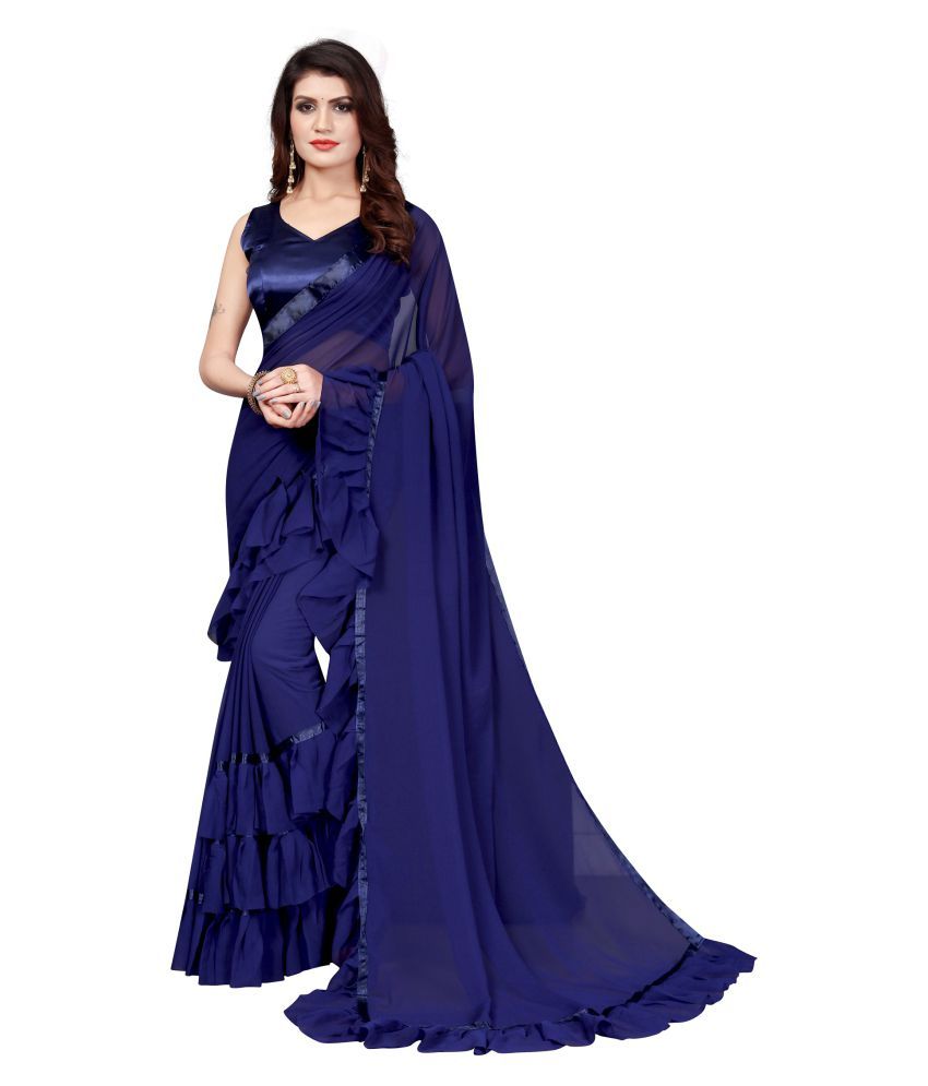     			Aika Blue Georgette Saree