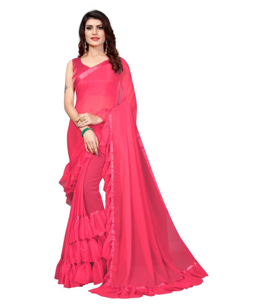     			Aika Pink Georgette Saree