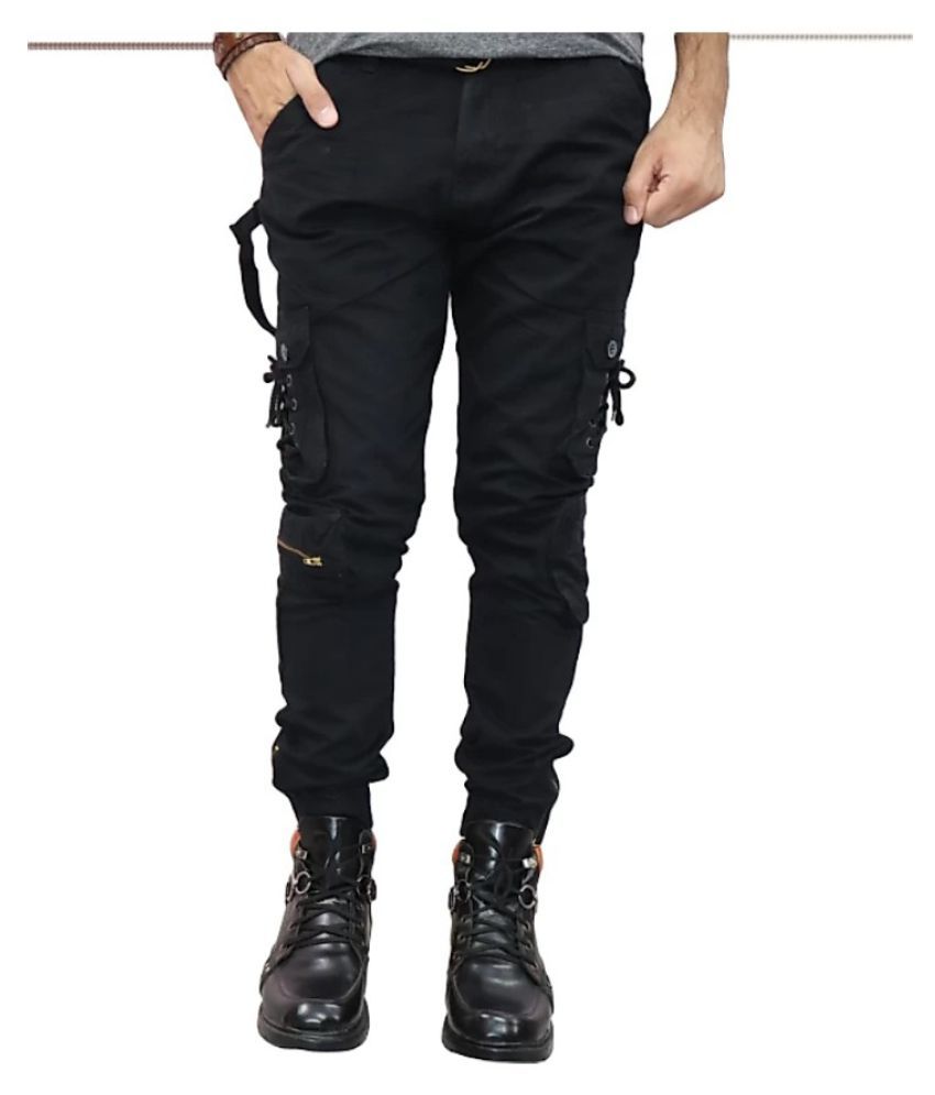     			Rider Black Slim -Fit Flat Cargos