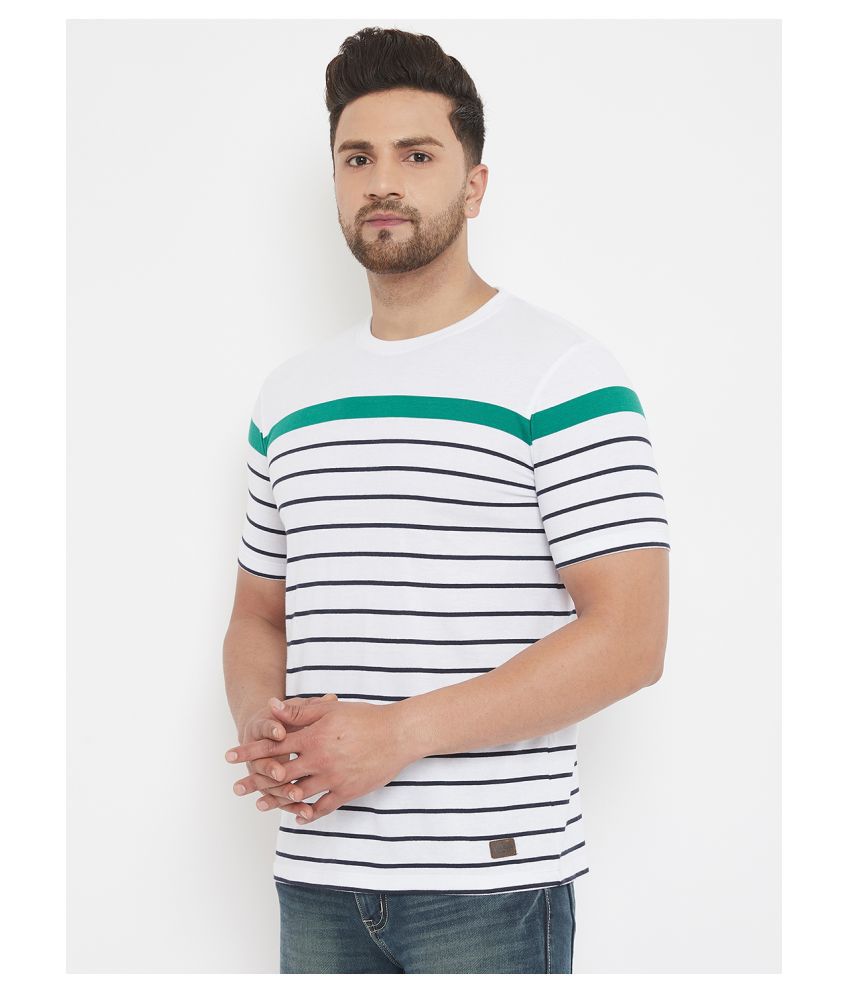 AUSTIN WOOD Cotton Blend White Striper T-Shirt - Buy AUSTIN WOOD Cotton Blend White T-Shirt Online at Low Price - Snapdeal.com