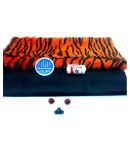 PRANSUNITA Vardhman Tiger Making Kit Acrylic Print Fur Cloth with 2 Eyes 1 Nose Needle Set Reel and Draft (Orange, Standard)