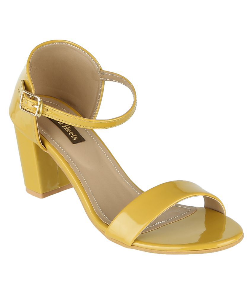 Flat N Heels Yellow Block Heels Price in India- Buy Flat N Heels Yellow ...
