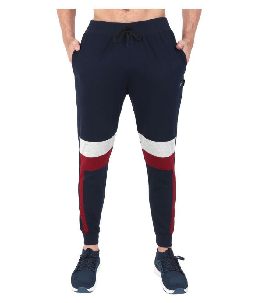     			Zeffit Navy Cotton Blend Joggers Single