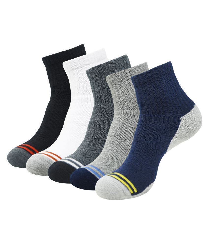 Balenzia - Cotton Men's Solid Multicolor Mid Length Socks ( Pack of 5 )