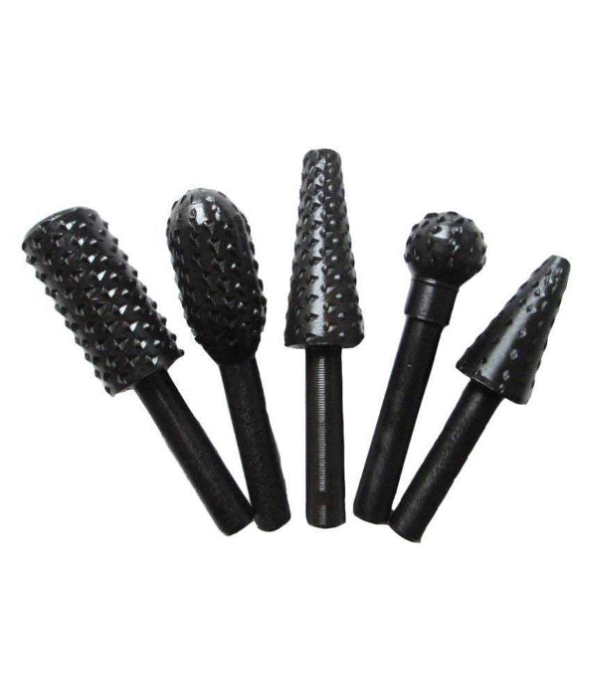     			Rangwell Drill Bits Set Wood Carving File Rasp Drill Bit of 5 Pcs1/4" 6mm Shank Tool Power Tools Woodworking Chisel Shaped Rotating Embossed Grinding Head