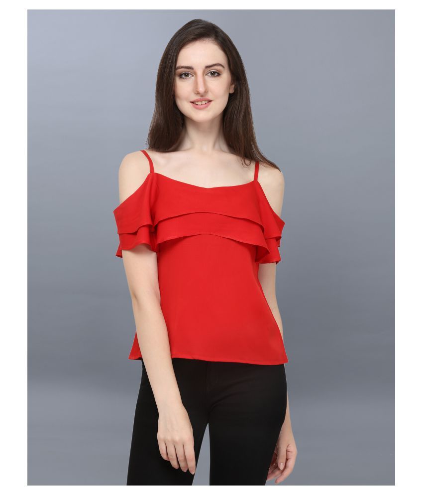     			Selvia Crepe Regular Tops - Red