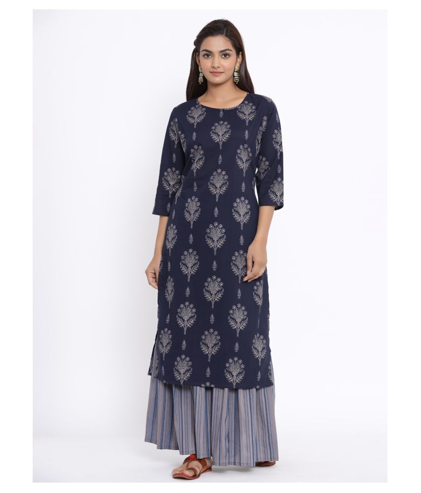     			miravan Cotton Kurti With Sharara And Gharara - Stitched Suit