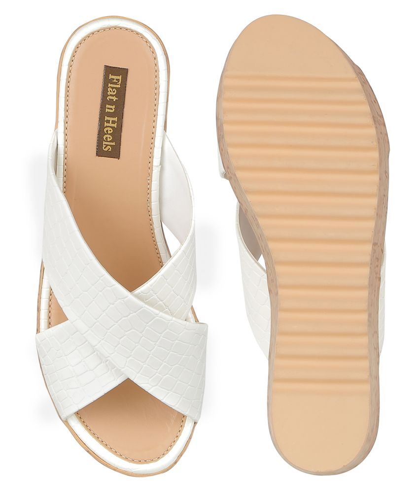 Flat N Heels White Wedges Heels Price in India- Buy Flat N Heels White Wedges Heels Online at 