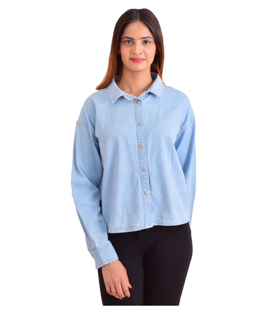     			NUEVOSDAMAS - Blue Denim Women's Shirt Style Top ( Pack of 1 )