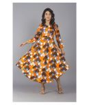 Frionkandy Rayon Orange A- line Dress