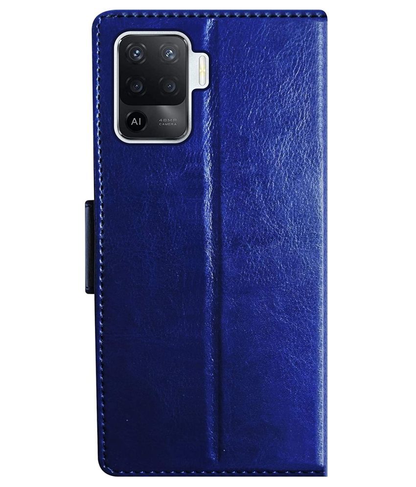     			Oppo F19 Pro Flip Cover by NBOX - Blue Viewing Stand and pocket