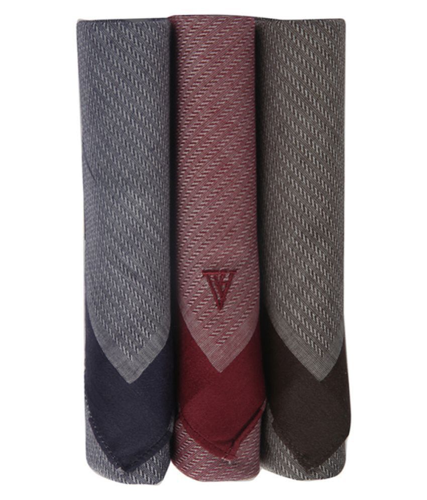 Van Heusen Men's Cotton Dark Handkerchief with Brand Logo (Pack of 3