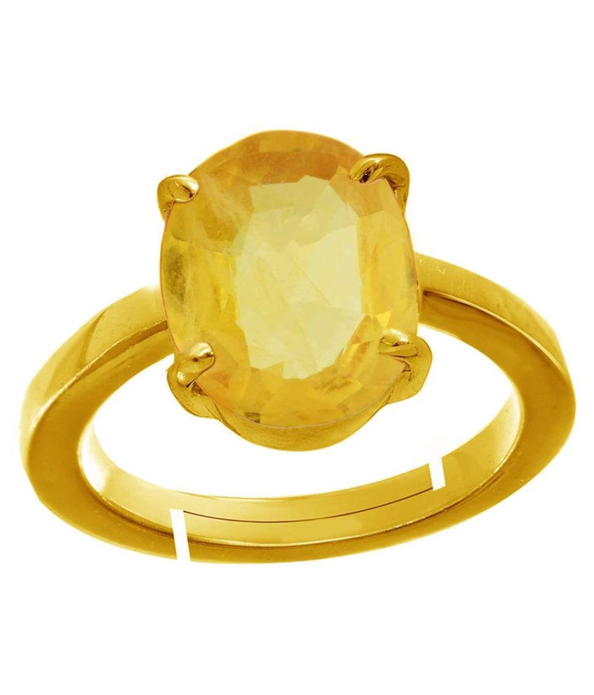 Yellow Sapphire Pukhraj Gemstone Ring For Women's and Men's: Buy Yellow ...
