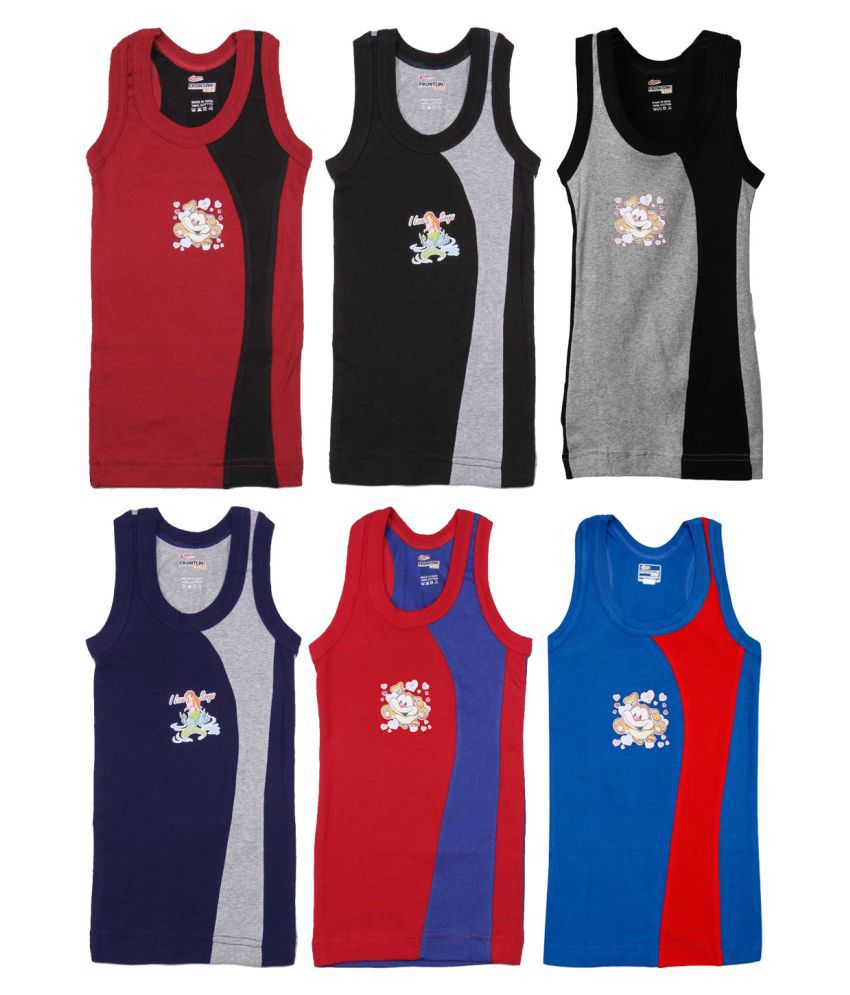     			Rupa Frontline Cotton Multicolor Sleeveless Vests for Kids/Boys - Pack of 6