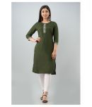 Frionkandy - Green Rayon Women's Straight Kurti ( Pack of 1 )