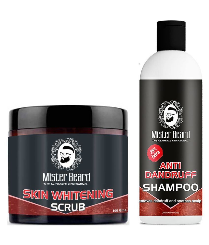 MISTER BEARD Anti Dandruff Shampoo 200ml with Facial Scrub 100 gm Pack
