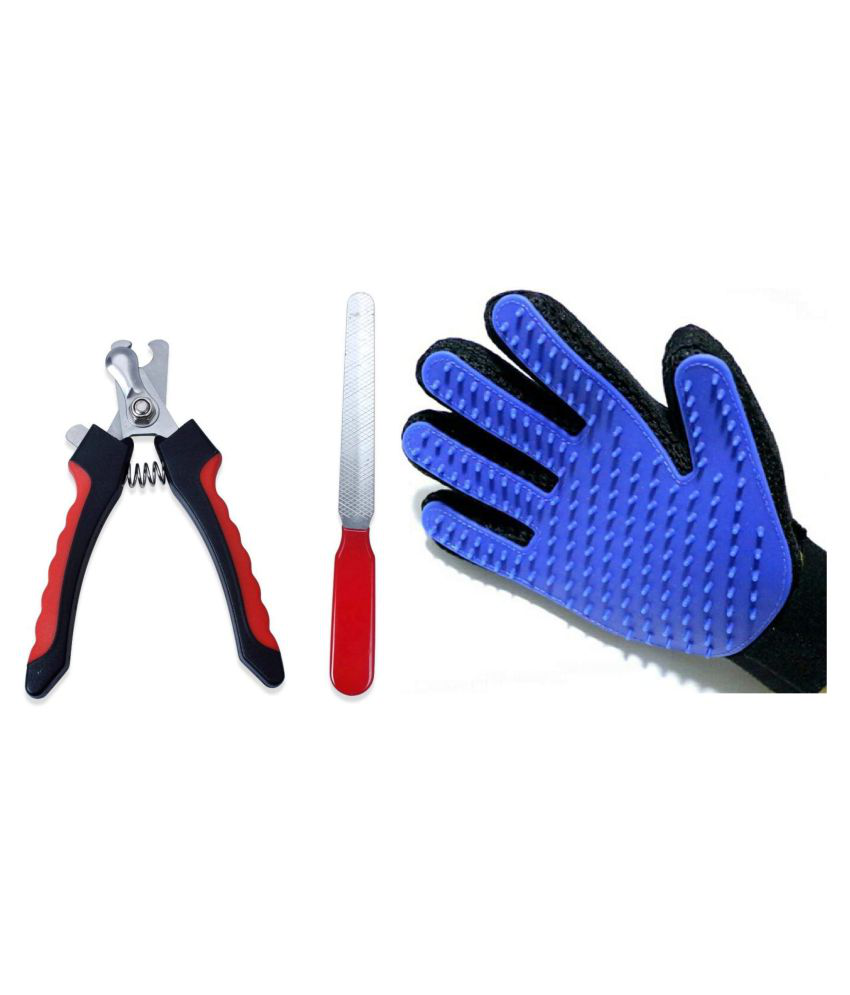     			KOKIWOOWOO Dog Nail Cutter Filler & Grooming Glove Set of 3